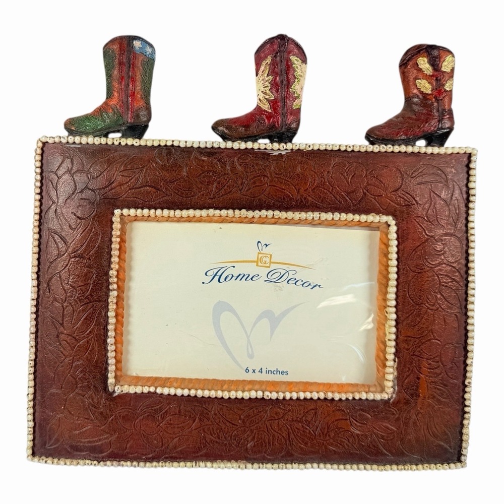 Western Cowboy Cowgirl Boot Rustic 4x6 Photo Picture Frame Decor‎